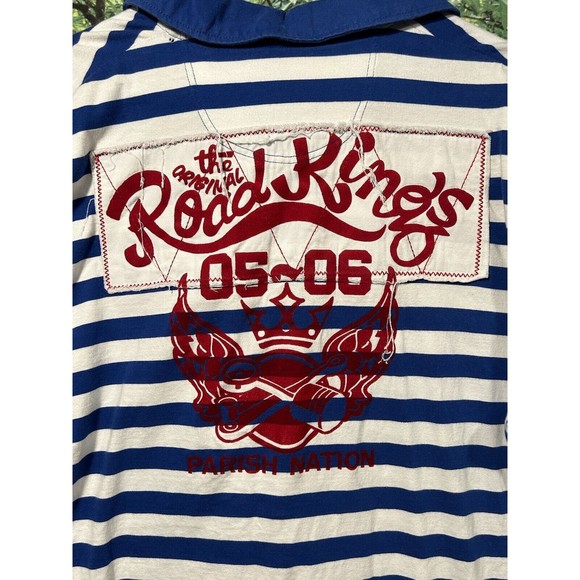 Parish Nation Polo Shirt Mens XL Blue Stripe Short Sleeve Road King - Picture 5 of 9